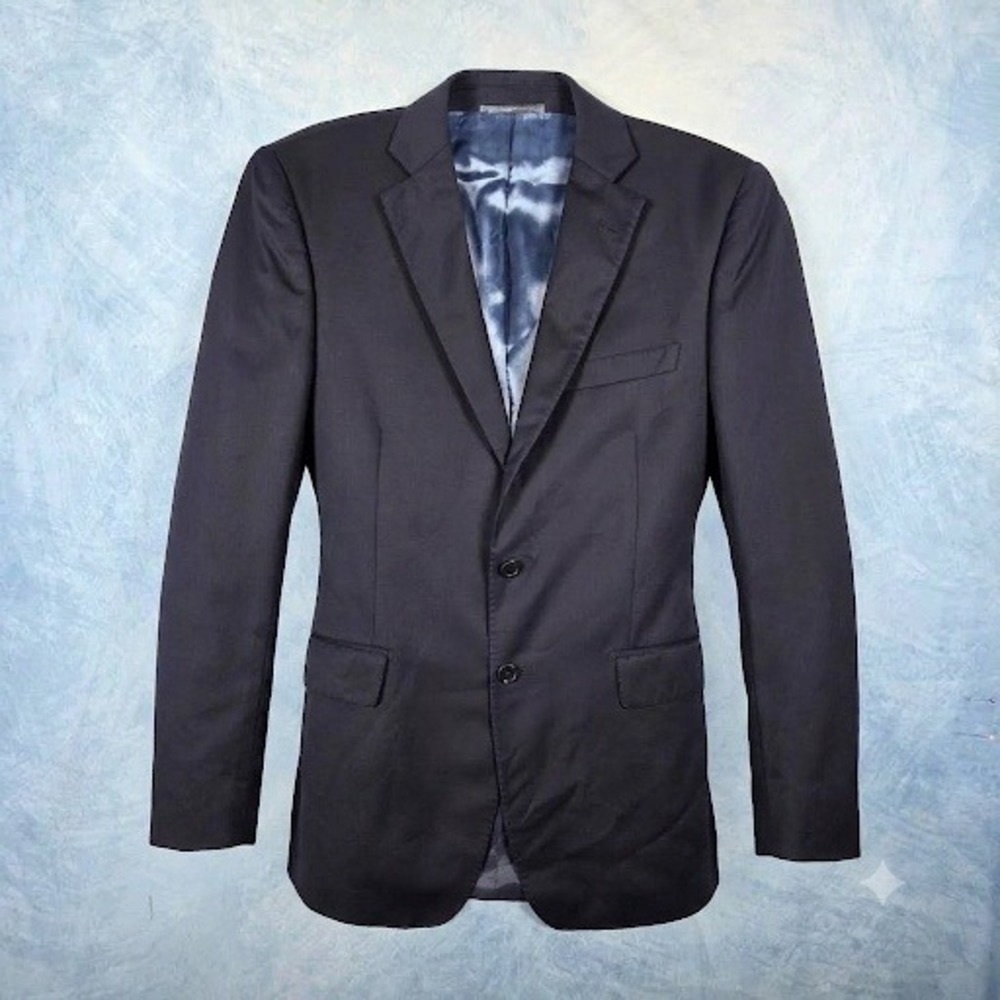 Saks Fifth Avenue Ermenegildo Zegna Wool Silk Blazer Navy Slim Fit 38R Italy
